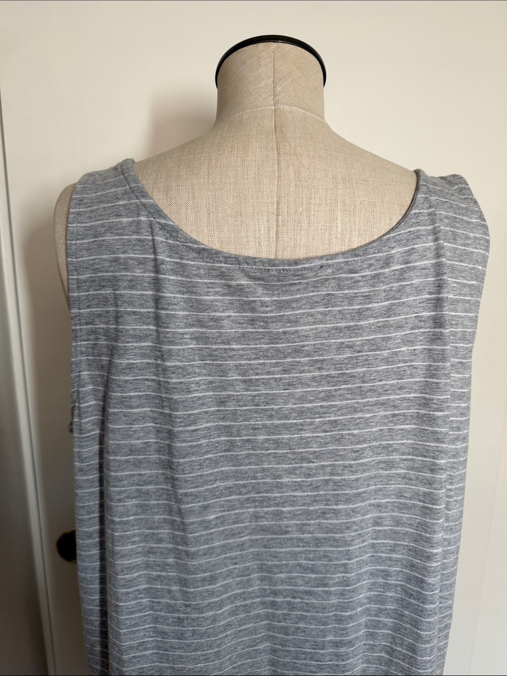 Eileen Fisher Organic Cotton Interlock Gray and White Stripe Tank Sleep Dress L - Picture 5 of 11